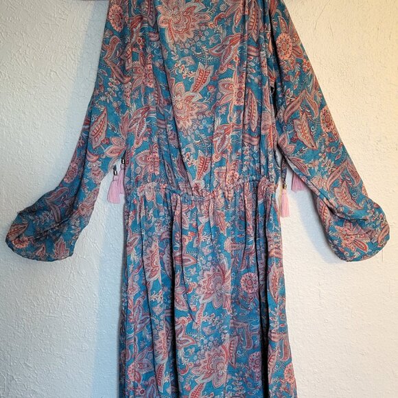 Long Sleeve Dress, Dreamy Satin Paisley Fabric - Picture 2 of 11
